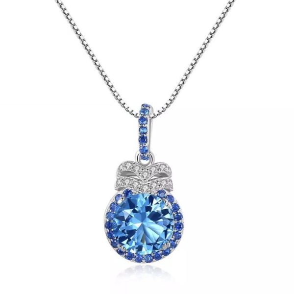 Collana  Argento Acquamarina sintetica Azzurro